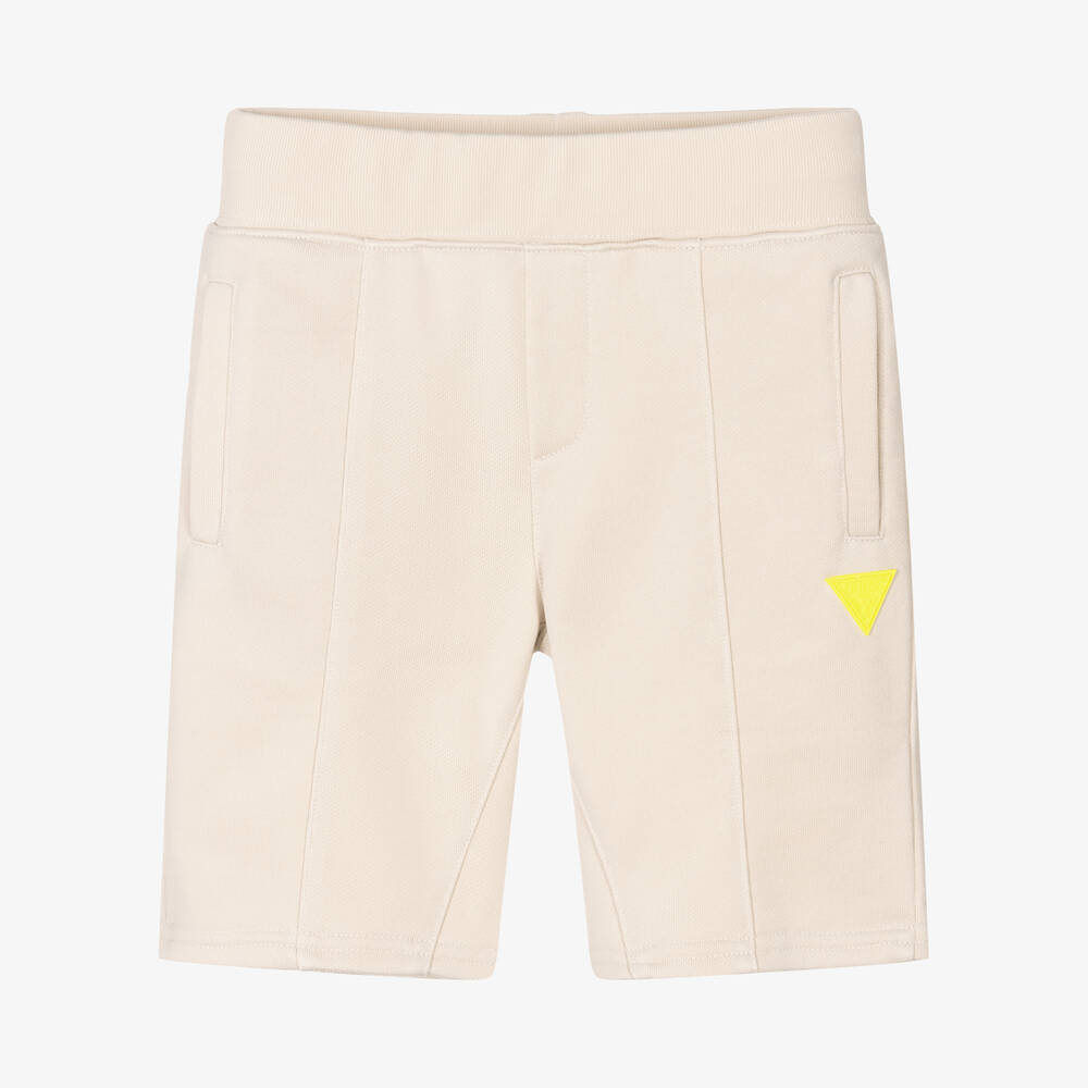 Guess-Boys Beige Jersey Logo Shorts | Childrensalon Outlet