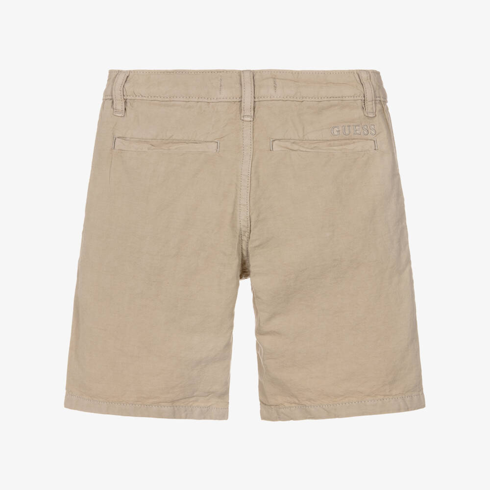 Guess-Boys Beige Linen Casual Shorts | Childrensalon Outlet