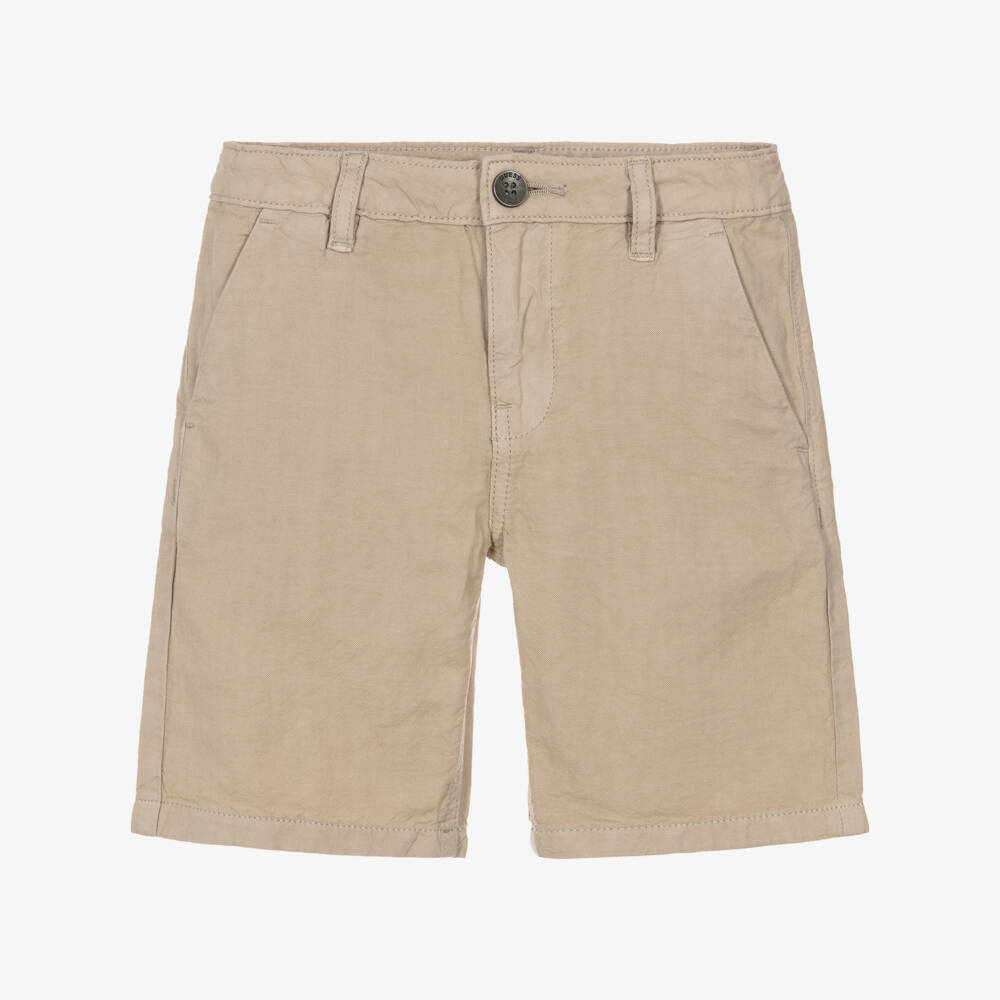 Guess-Boys Beige Linen Casual Shorts | Childrensalon Outlet