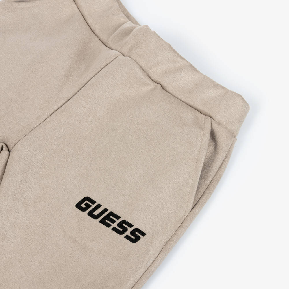 Guess-Boys Beige Suedette Jogging Pants | Childrensalon Outlet