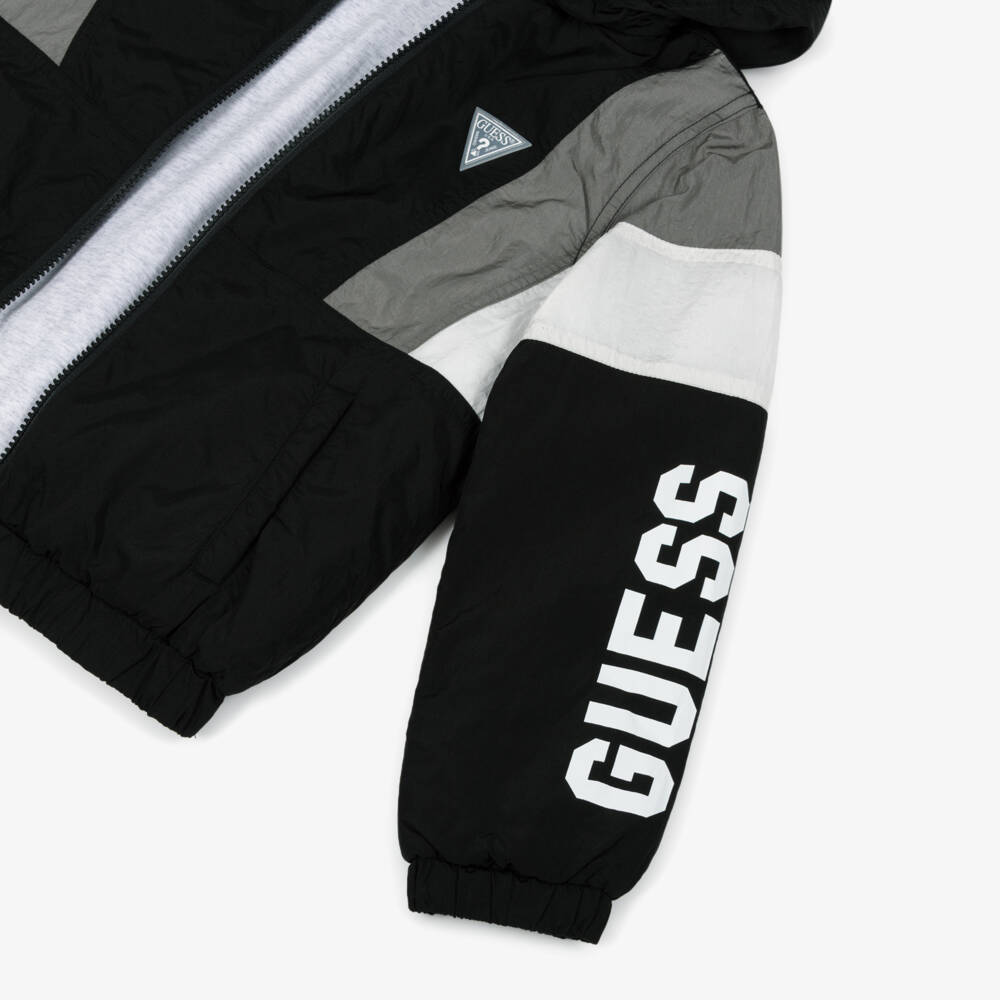 Guess-Boys Black Colorblock Hooded Jacket | Childrensalon Outlet