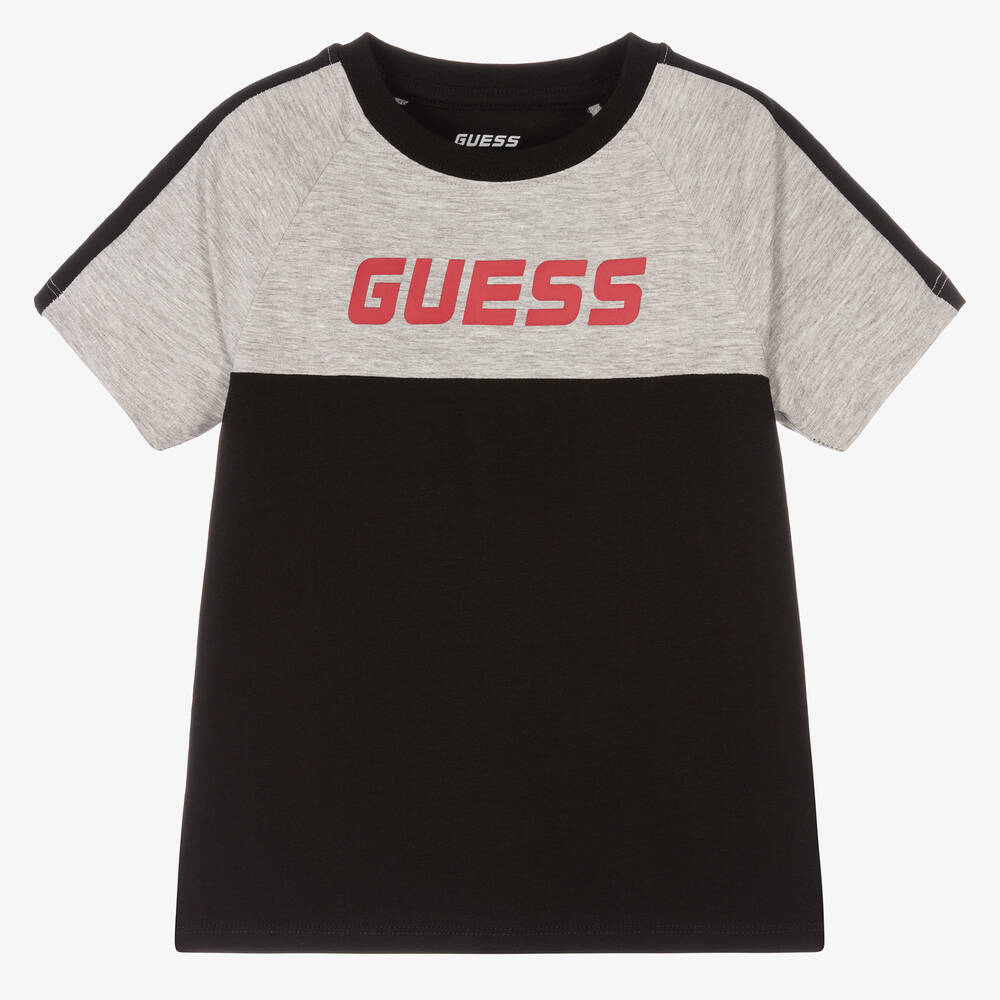 Guess - Boys Black Cotton Logo T-Shirt | Childrensalon