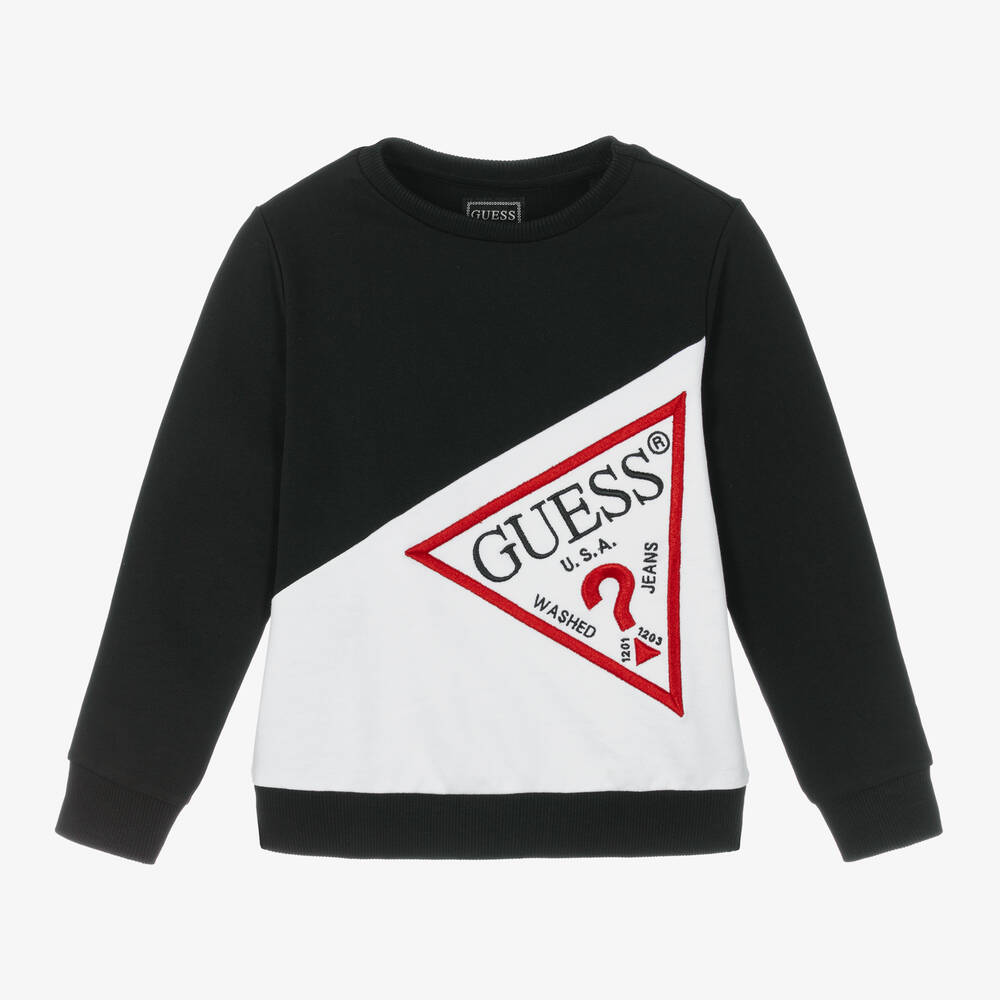 Guess-Boys Black Cotton Triangle Sweatshirt | Childrensalon Outlet