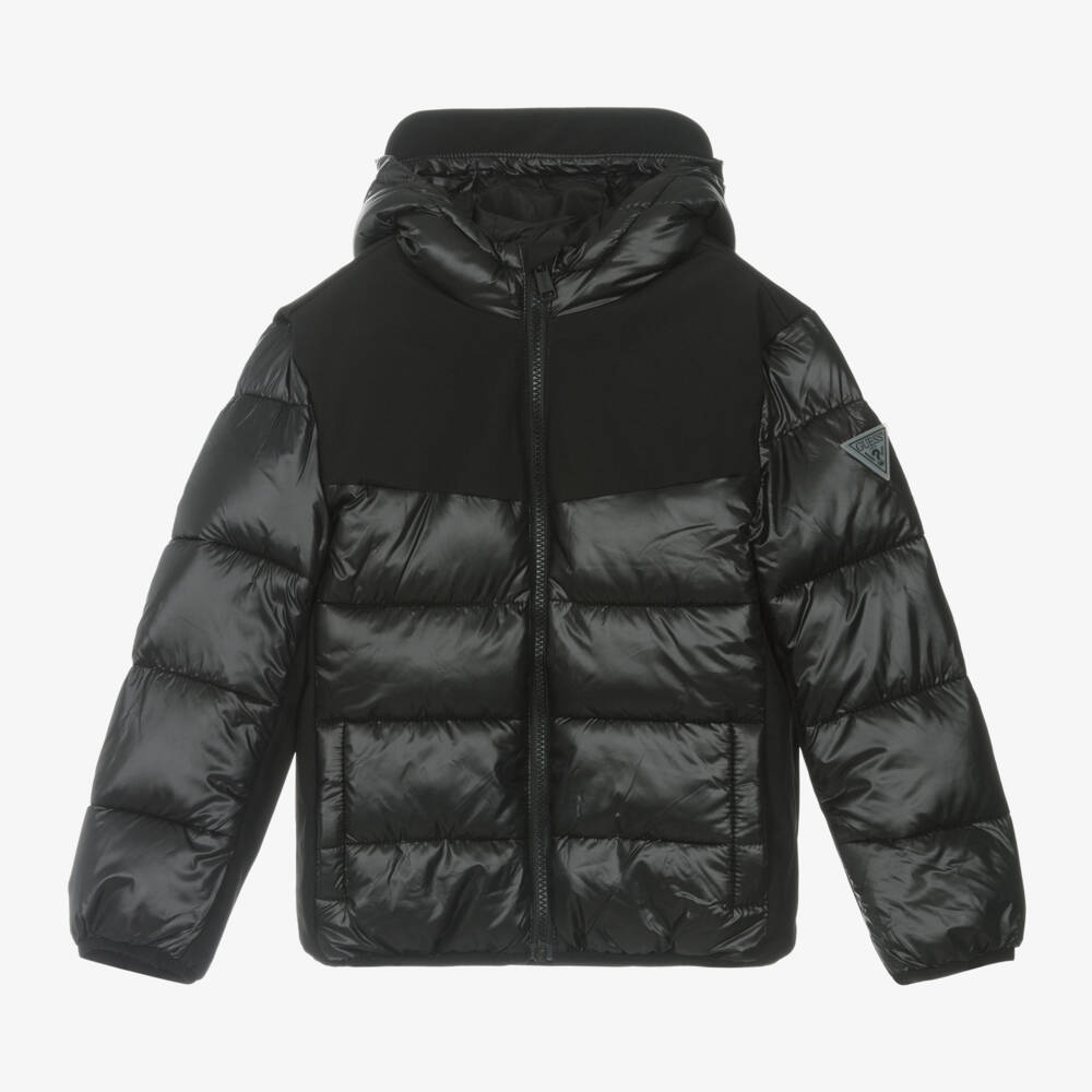 Guess-Boys Black Cozy Hooded Jacket | Childrensalon Outlet
