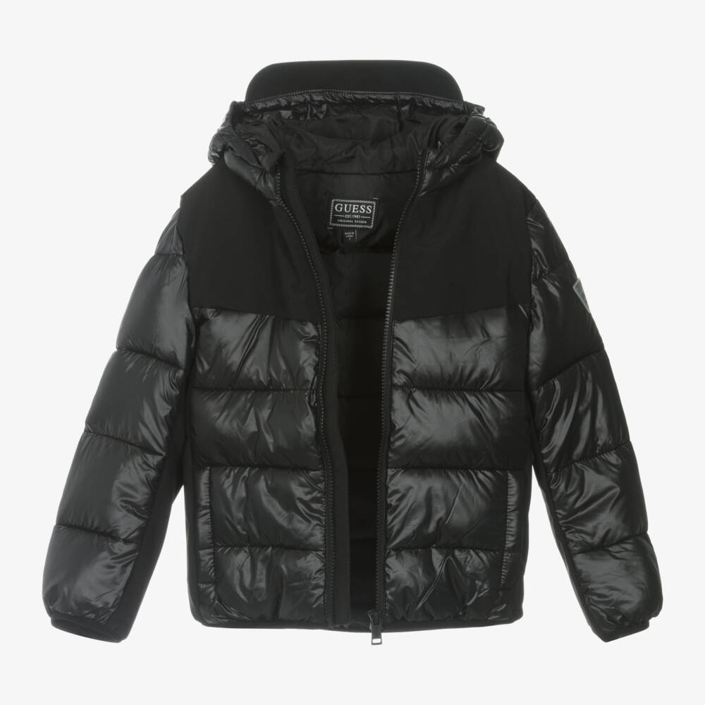 Guess-Boys Black Cozy Hooded Jacket | Childrensalon Outlet