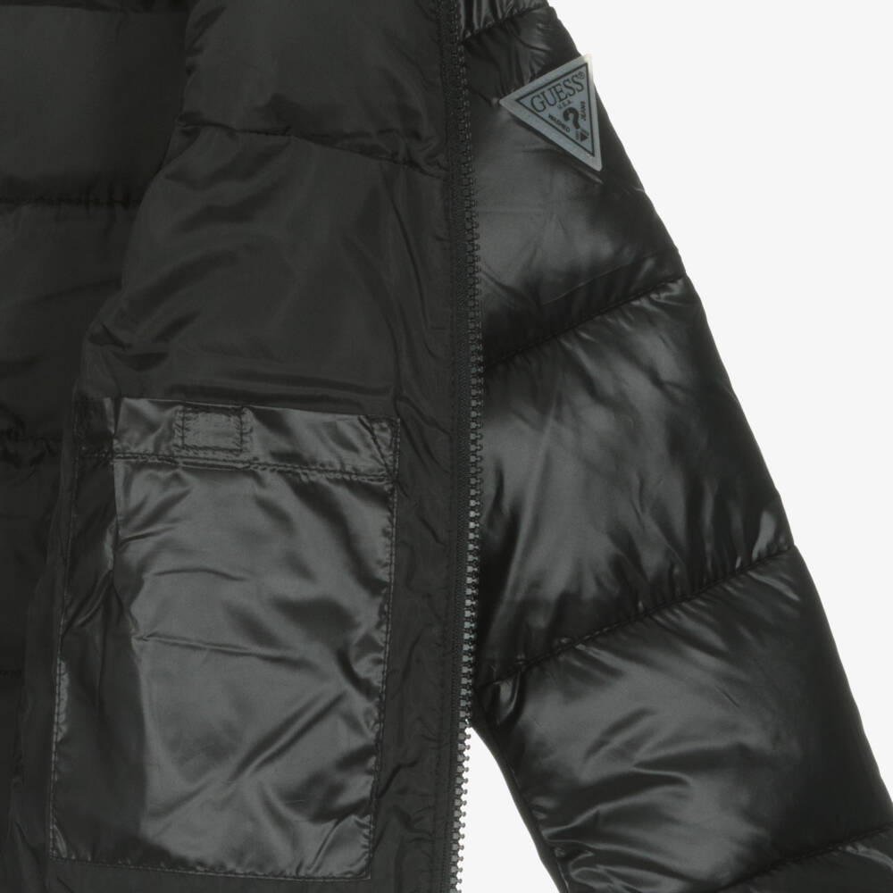 Guess-Boys Black Cozy Hooded Jacket | Childrensalon Outlet