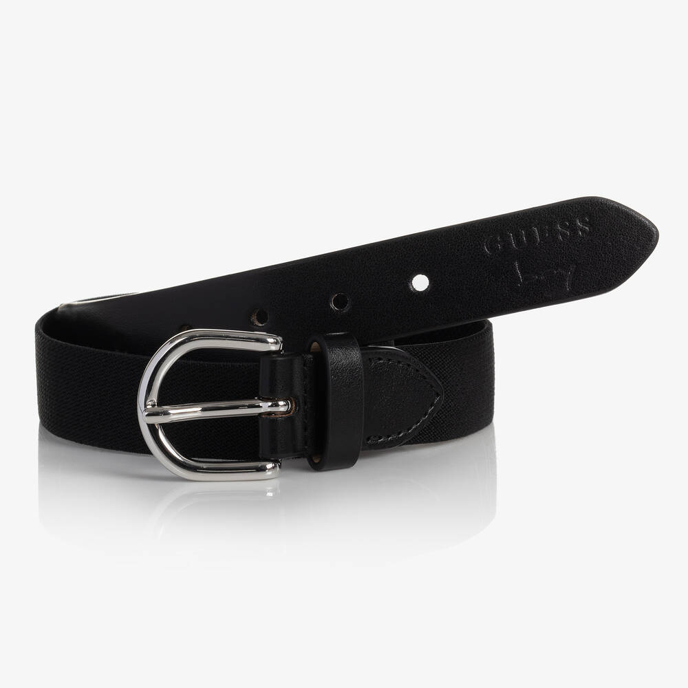 Guess - Boys Black Elasticated Belt | Childrensalon