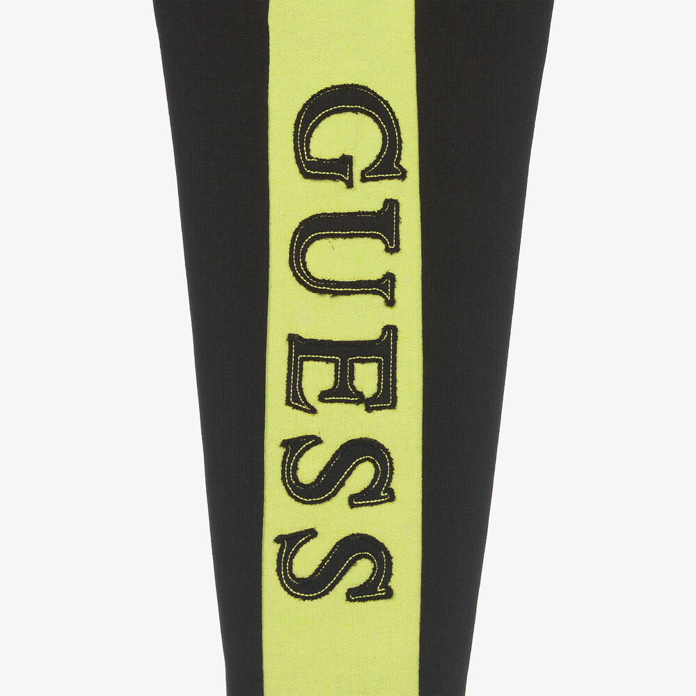 Guess-Boys Black & Green Logo Joggers | Childrensalon Outlet