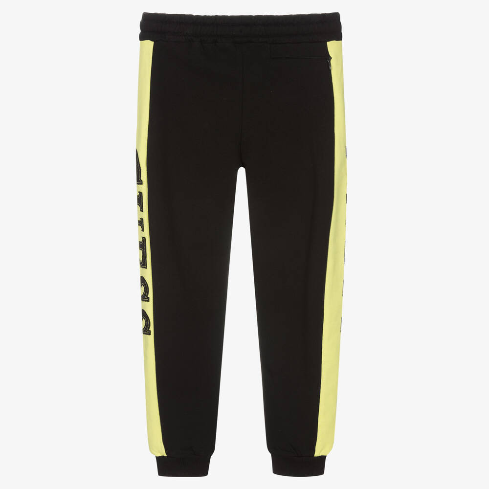 Guess-Boys Black & Green Logo Joggers | Childrensalon Outlet