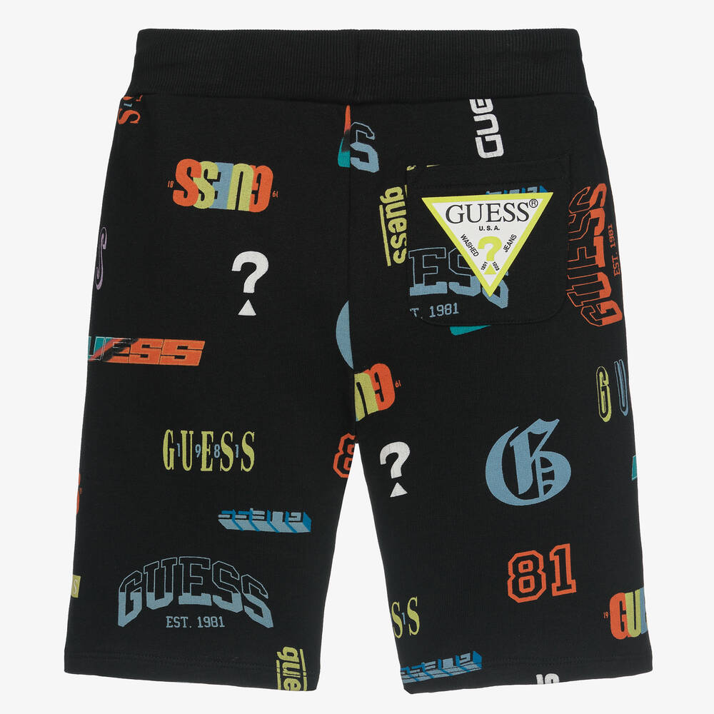 Guess Boys Black Logo Cotton Shorts Childrensalon Outlet