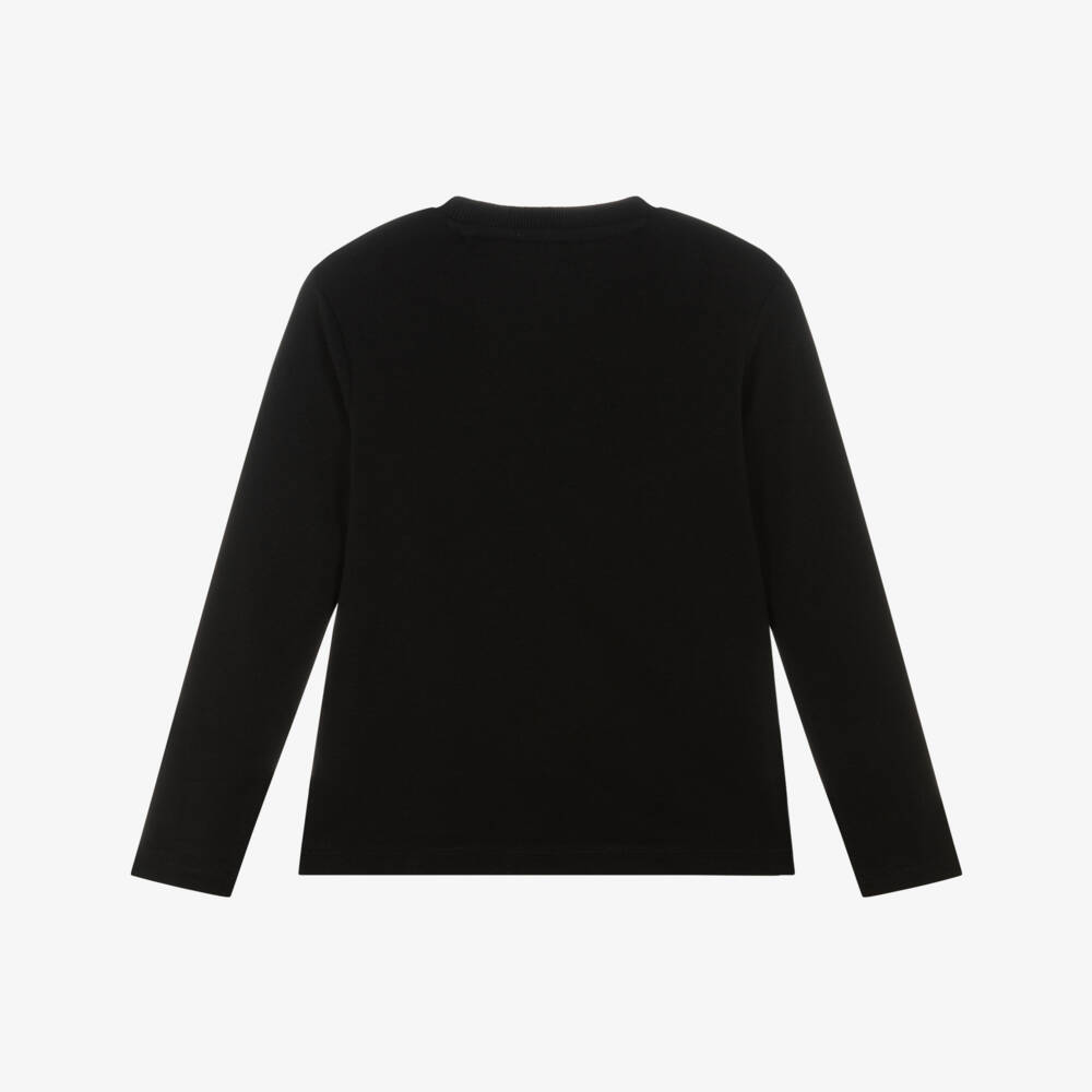 Guess-Boys Black Organic Cotton Triangle Logo Top | Childrensalon Outlet