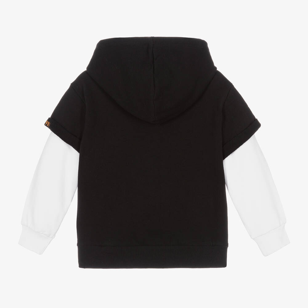Guess-Boys Black & White Cotton Hoodie | Childrensalon Outlet