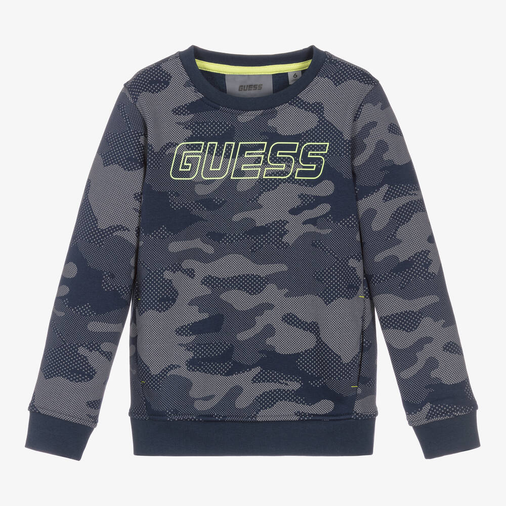 Guess - Sweat bleu camouflage garçon | Childrensalon