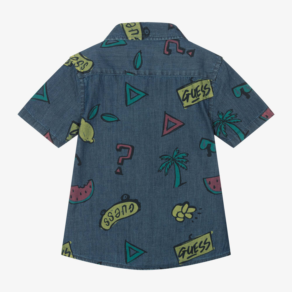 Guess-Синяя рубашка из шамбре для мальчиков | Childrensalon Outlet