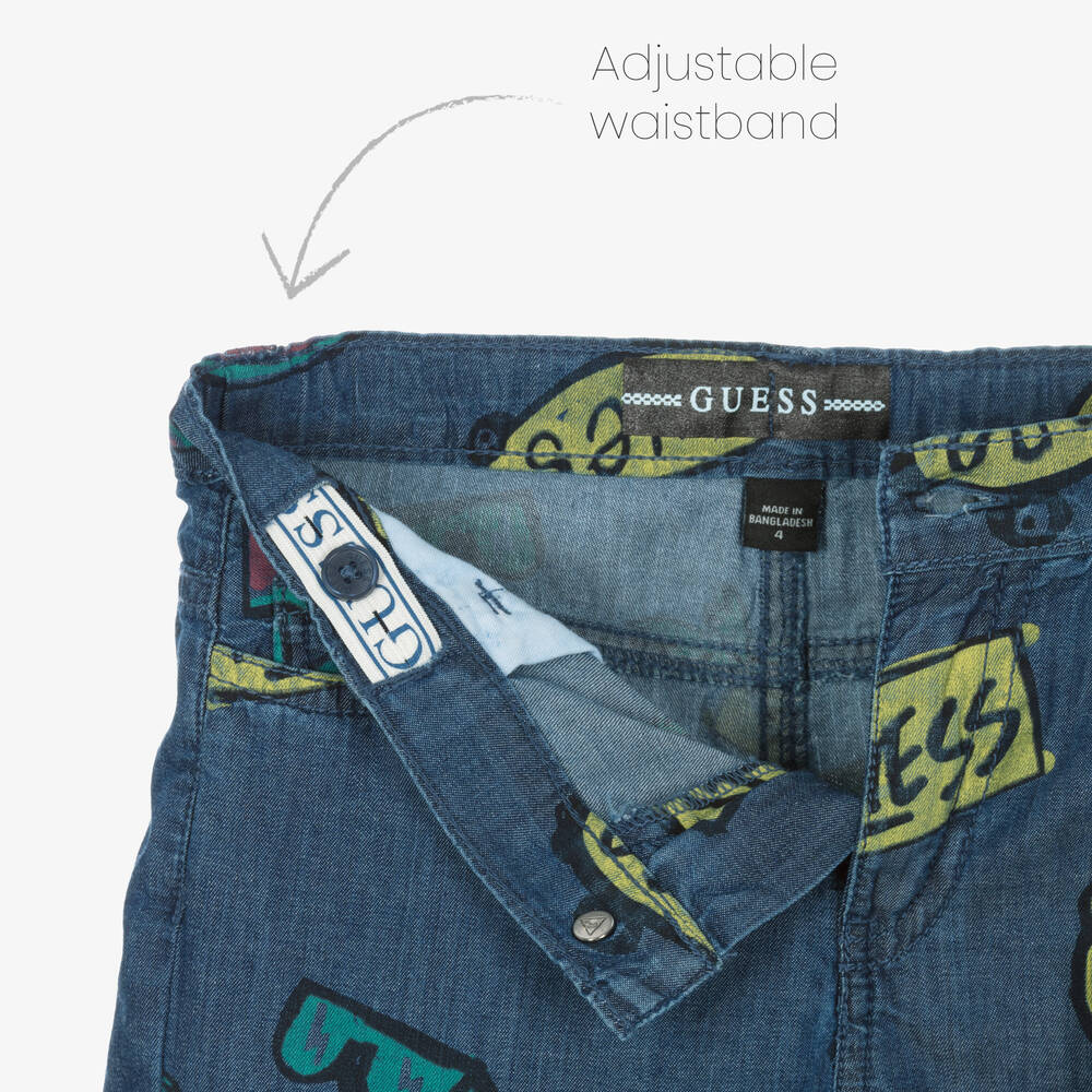 Guess-Синие шорты из шамбре для мальчиков | Childrensalon Outlet