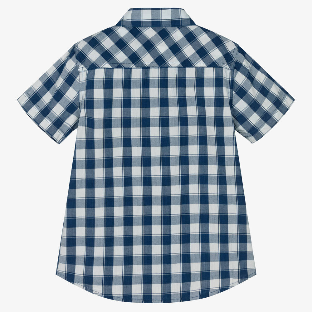 Guess-Хлопковая рубашка в синюю клетку | Childrensalon Outlet