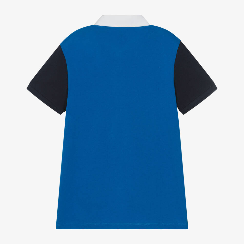 Guess-Boys Blue Colourblock Polo Top | Childrensalon Outlet