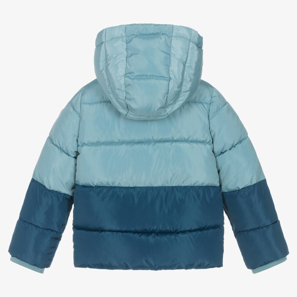 Guess-Boys Blue Colourblock Puffer Jacket | Childrensalon Outlet