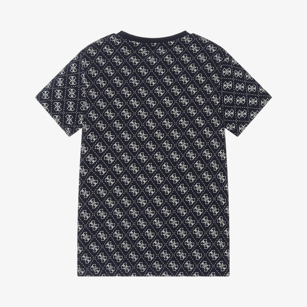 Guess-Boys Blue Cotton 4g Logo T-Shirt | Childrensalon Outlet