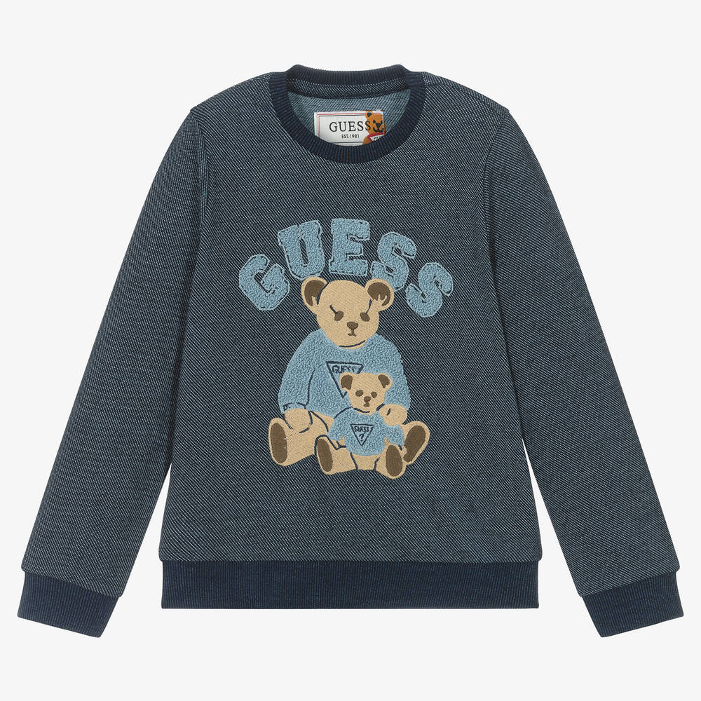 Guess Boys Blue Cotton Bear Sweatshirt Childrensalon Outlet