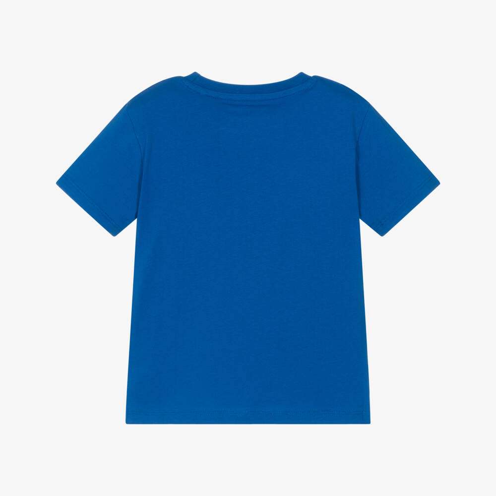 Guess-Boys Blue Cotton Cartoon Logo T-Shirt | Childrensalon Outlet