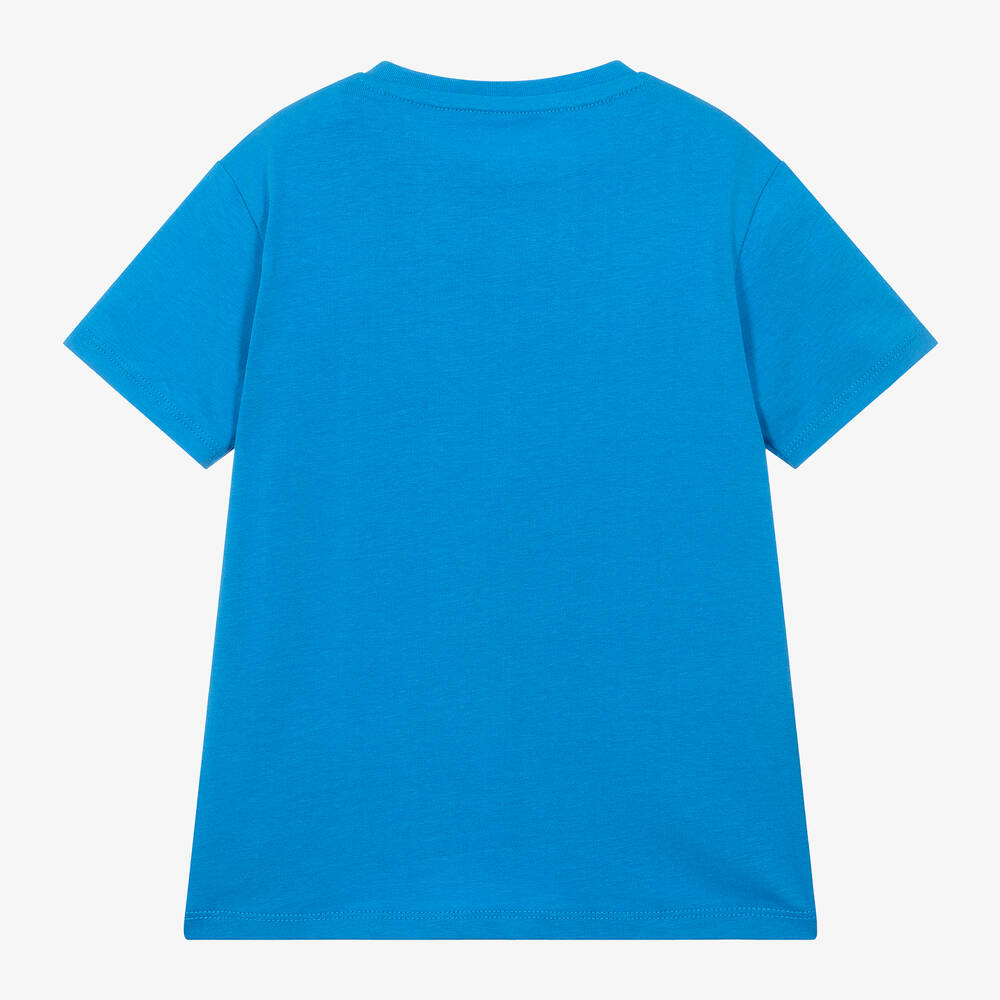 Guess-Boys Blue Cotton Geometric T-Shirt | Childrensalon Outlet