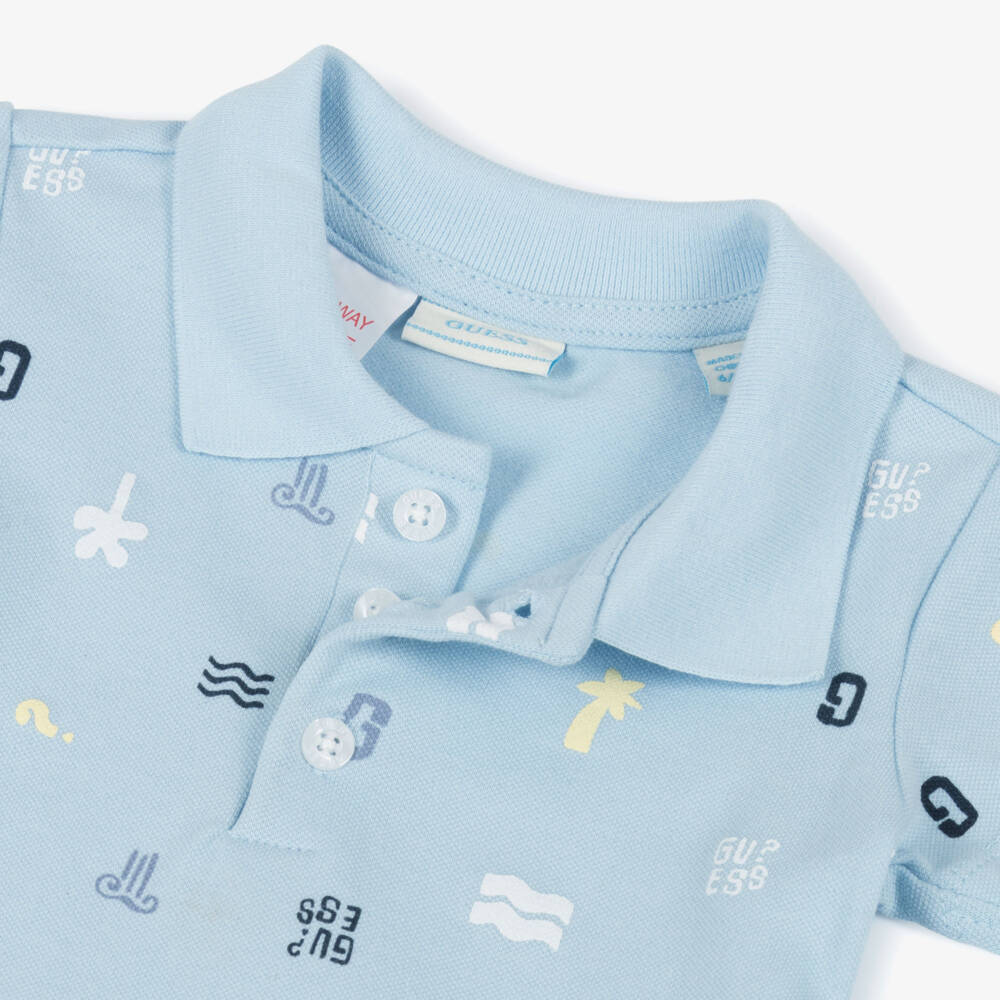 Guess-Boys Blue Cotton Icon Shorts Ensemble | Childrensalon Outlet