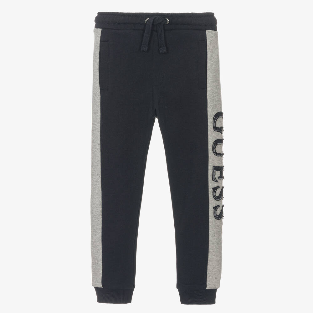 Guess - Boys Blue Cotton Logo Joggers | Childrensalon