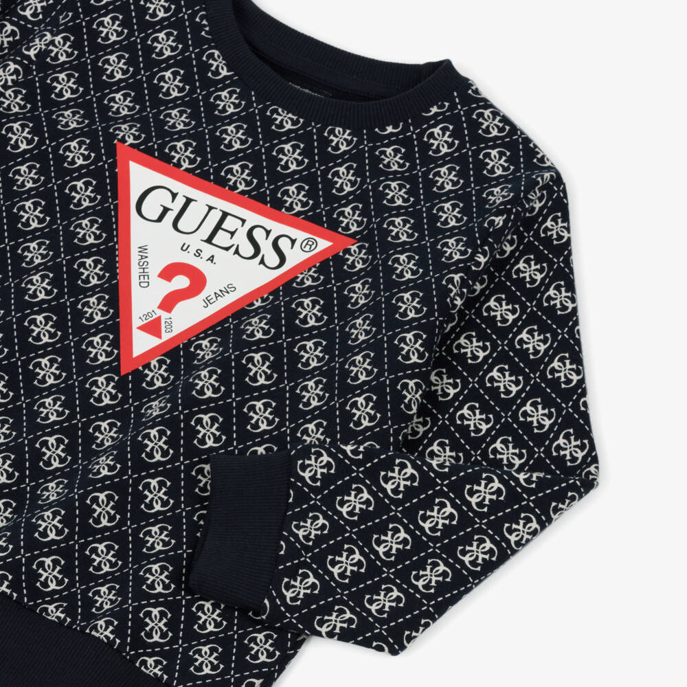 Guess-Синий хлопковый свитшот с логотипом для мальчиков | Childrensalon Outlet
