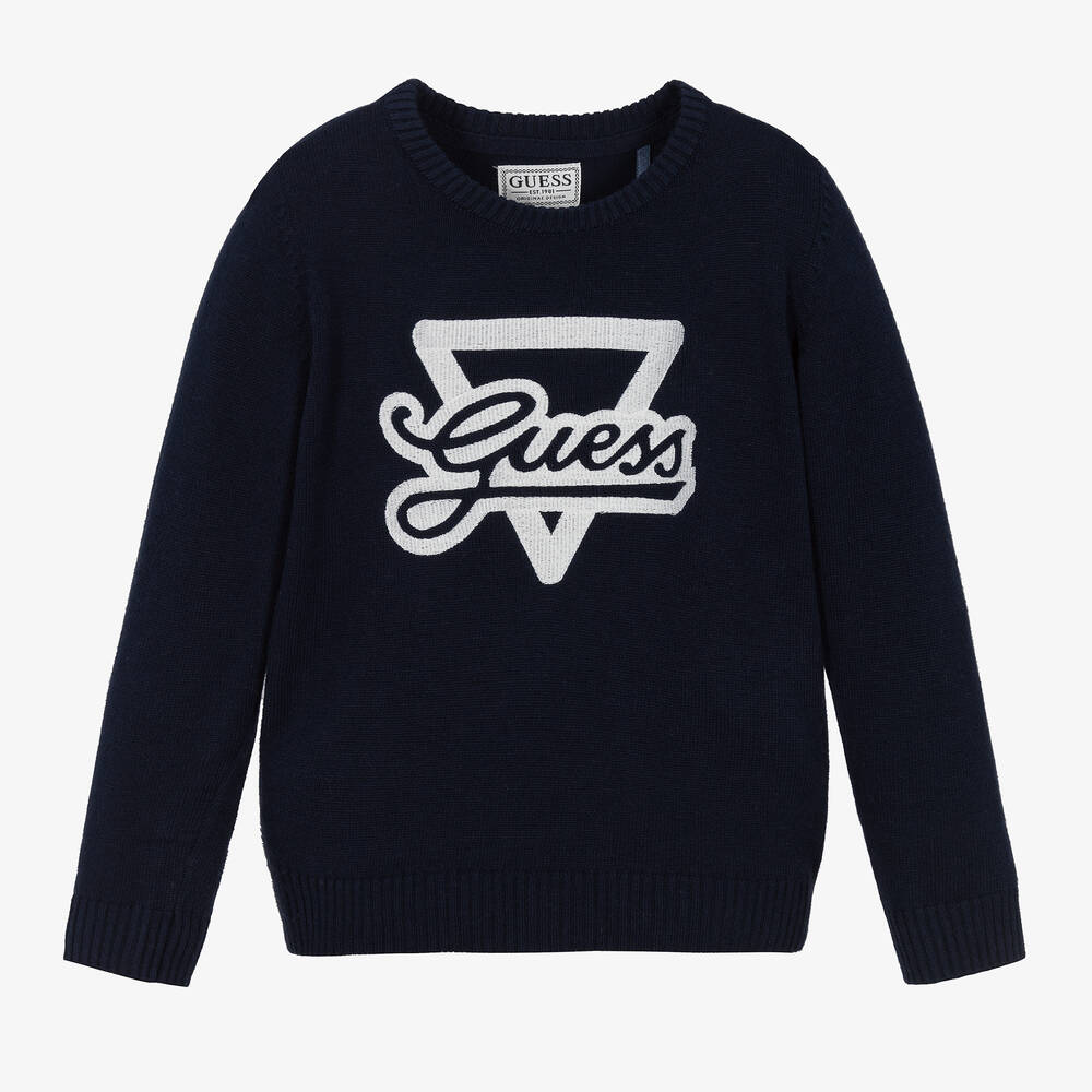 Guess Boys Blue Cotton Modal Sweater Childrensalon Outlet