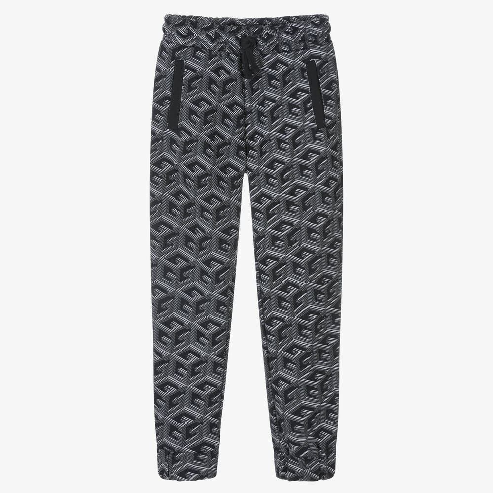 Guess - Boys Blue Cotton Monogram Joggers | Childrensalon