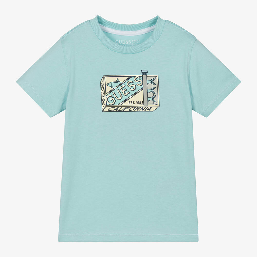 Guess-Синяя хлопковая футболка для мальчиков | Childrensalon Outlet