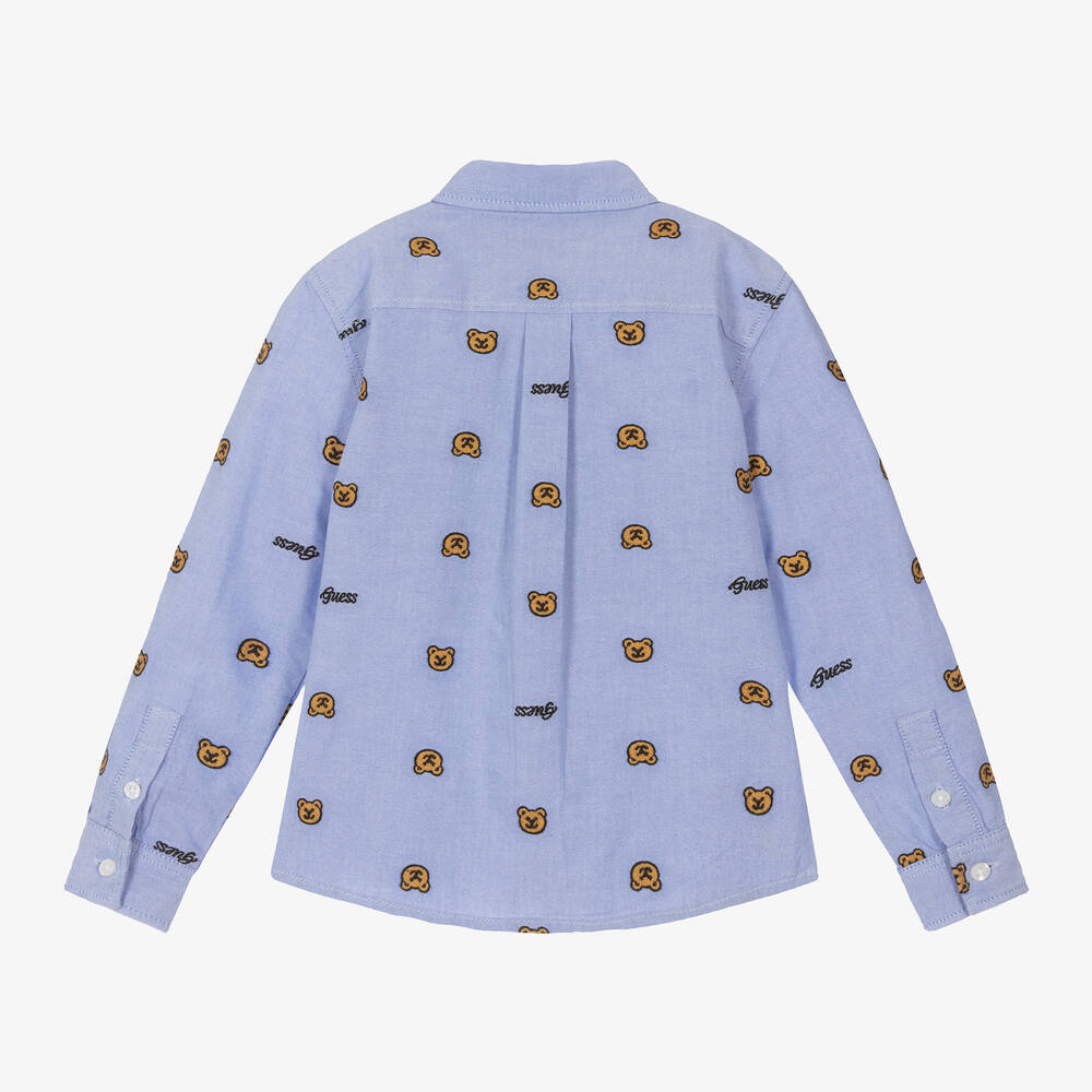 Guess-Boys Blue Cotton Teddy Bear Shirt | Childrensalon Outlet