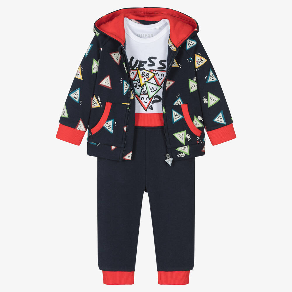 Guess-Boys Blue Cotton Tracksuit Set | Childrensalon Outlet