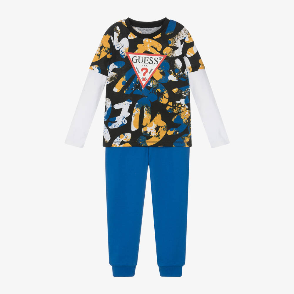 Guess-Boys Blue Cotton Trouser Ensemble | Childrensalon Outlet