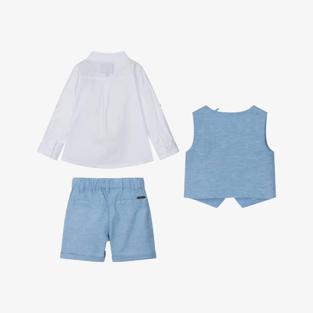 Guess-Boys Blue Cotton Vest Ensemble | Childrensalon Outlet