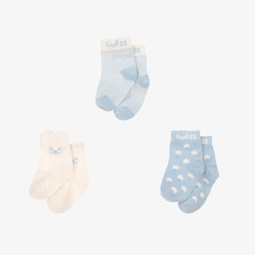Guess-Boys Blue Cozy Cotton Socks Trio | Childrensalon Outlet