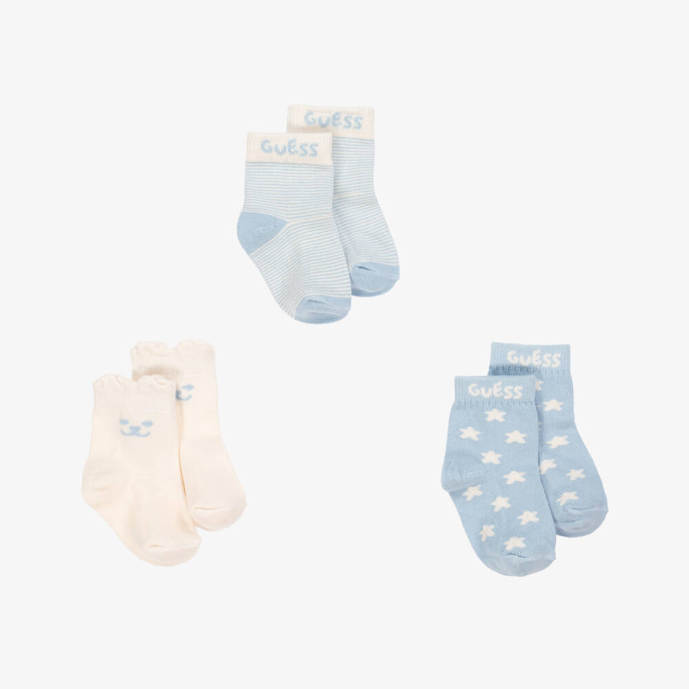 Guess-Boys Blue Cozy Cotton Socks Trio | Childrensalon Outlet