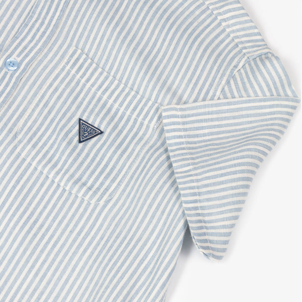 Guess-قميص مخطط بالأزرق والكريمي للأولاد | Childrensalon Outlet