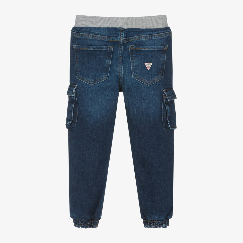Guess-Boys Blue Denim Cargo Jeans | Childrensalon Outlet
