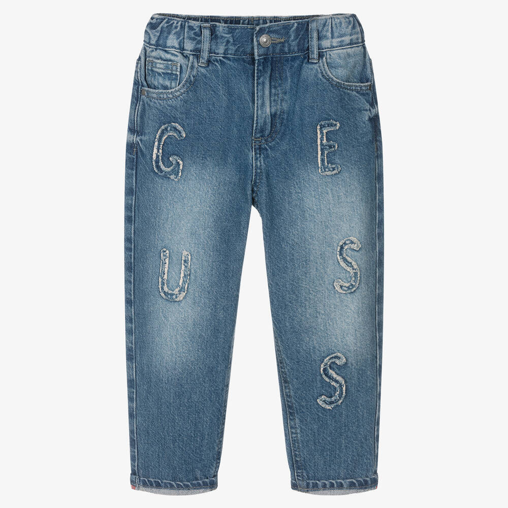 Guess Boys Blue Denim Logo Jeans Childrensalon Outlet