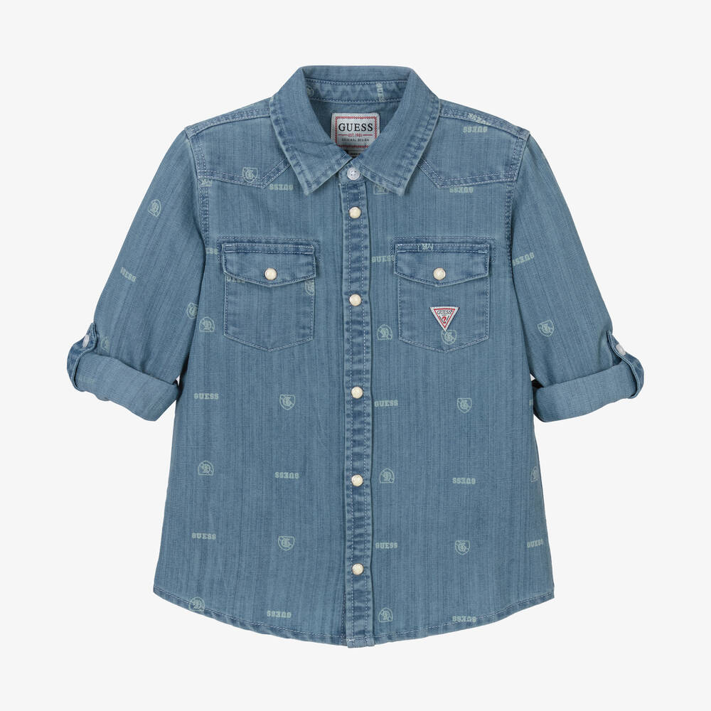 Guess-Boys Blue Denim Shirt | Childrensalon Outlet