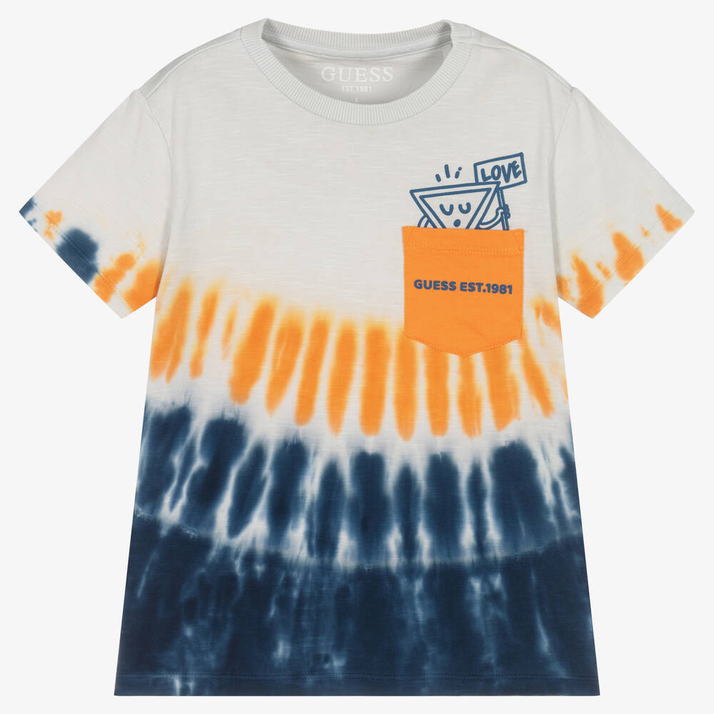 Guess - Boys Blue & Grey Tie-Dye T-Shirt | Childrensalon