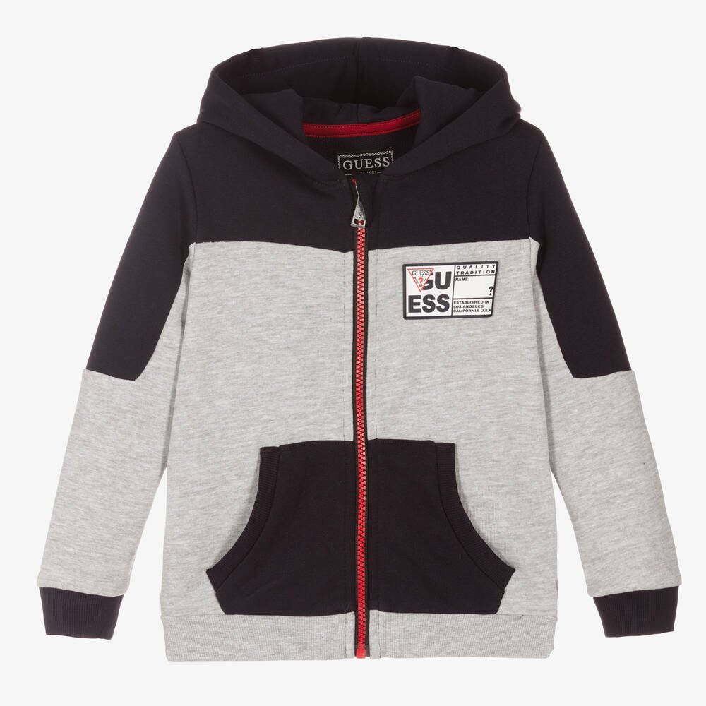 Guess-Boys Blue & Grey Zip-Up Top | Childrensalon Outlet