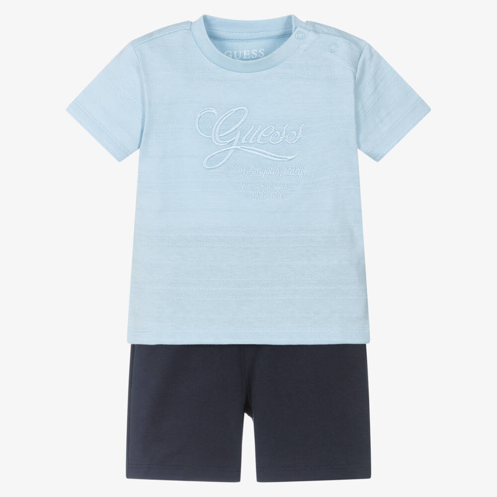 Guess-Boys Blue Jersey Shorts Ensemble | Childrensalon Outlet
