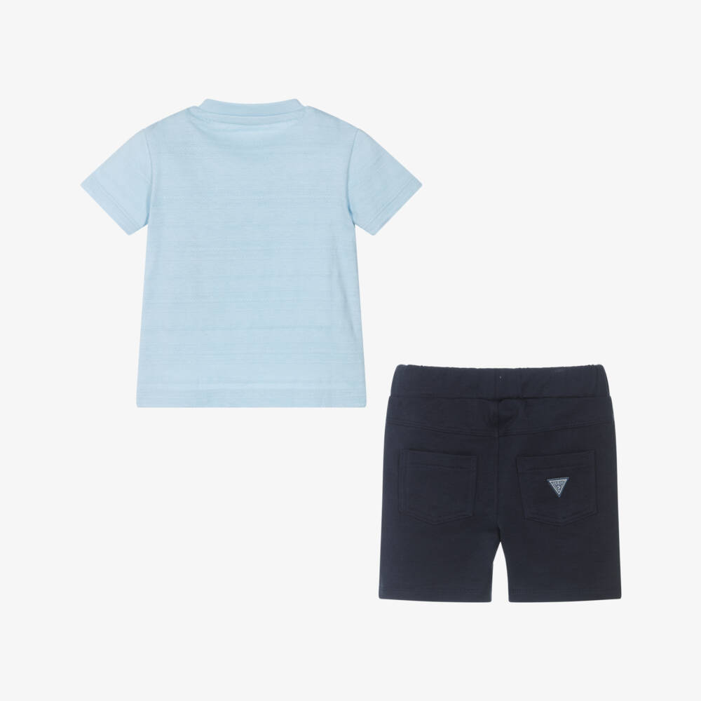 Guess-Boys Blue Jersey Shorts Ensemble | Childrensalon Outlet
