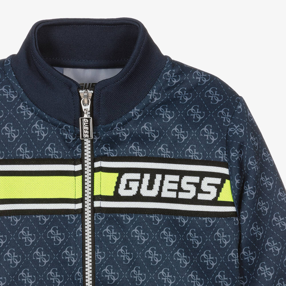 Guess-توب بسحّاب قطن جيرسي لون كحلي للأولاد | Childrensalon Outlet