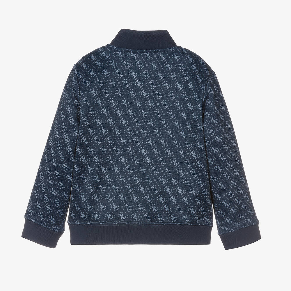 Guess-توب بسحّاب قطن جيرسي لون كحلي للأولاد | Childrensalon Outlet