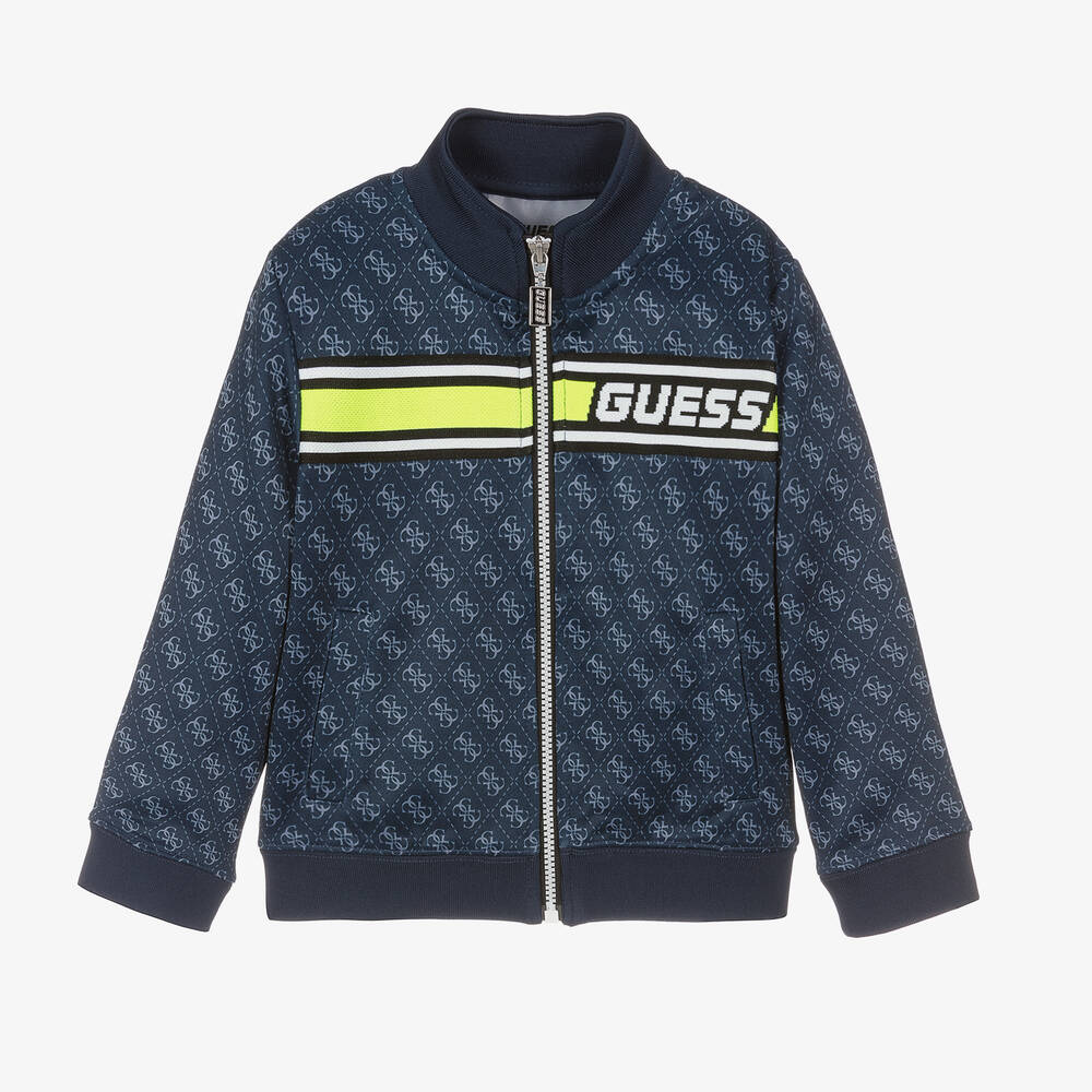 Guess - Boys Blue Jersey Zip-Up Top | Childrensalon