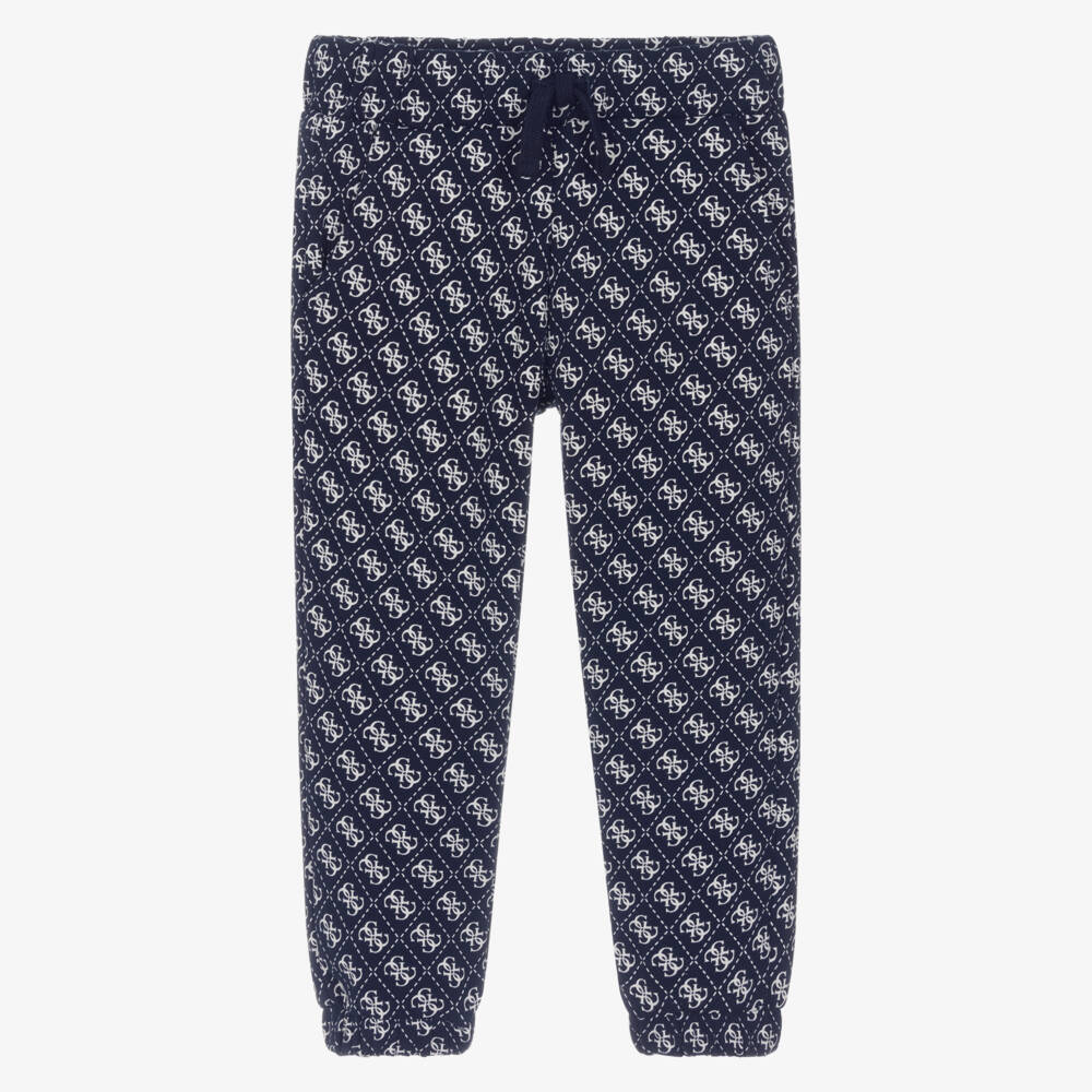 Guess-Boys Blue Logo Print Joggers | Childrensalon Outlet